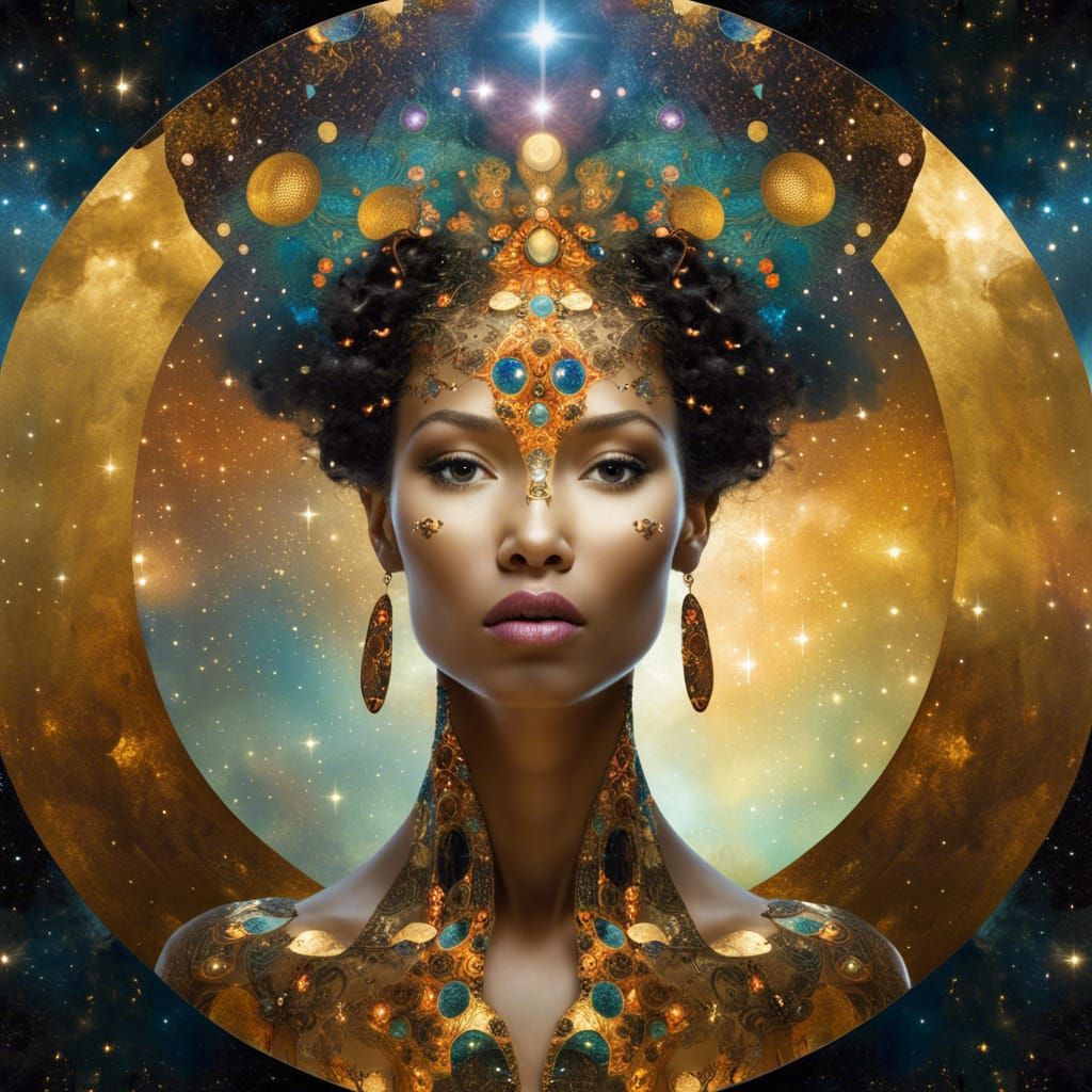 Ethnic Goddess in Surreal Mirror Reflection