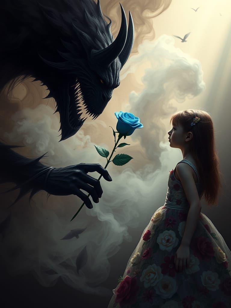 Shadow Beast Offers Rose to Girl