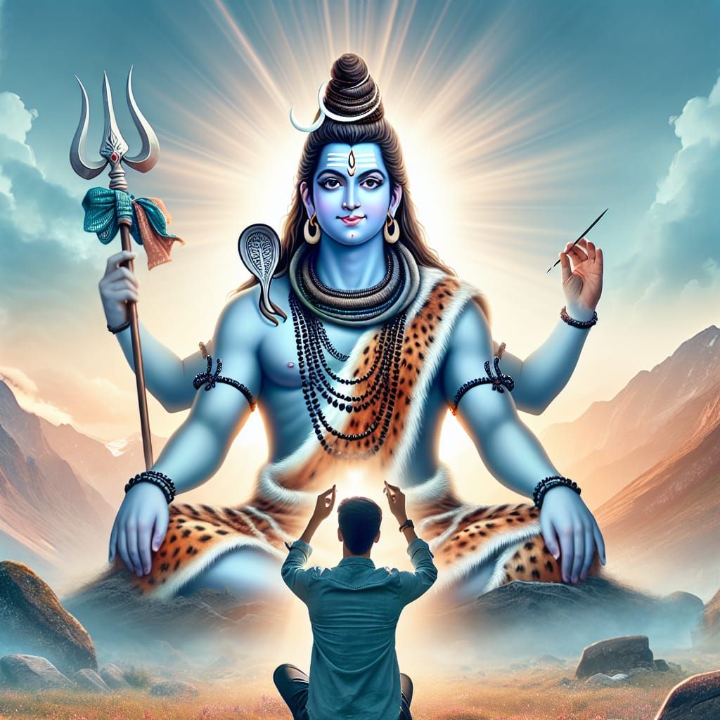 Lord Shiva Blesses a Man in Divine Image