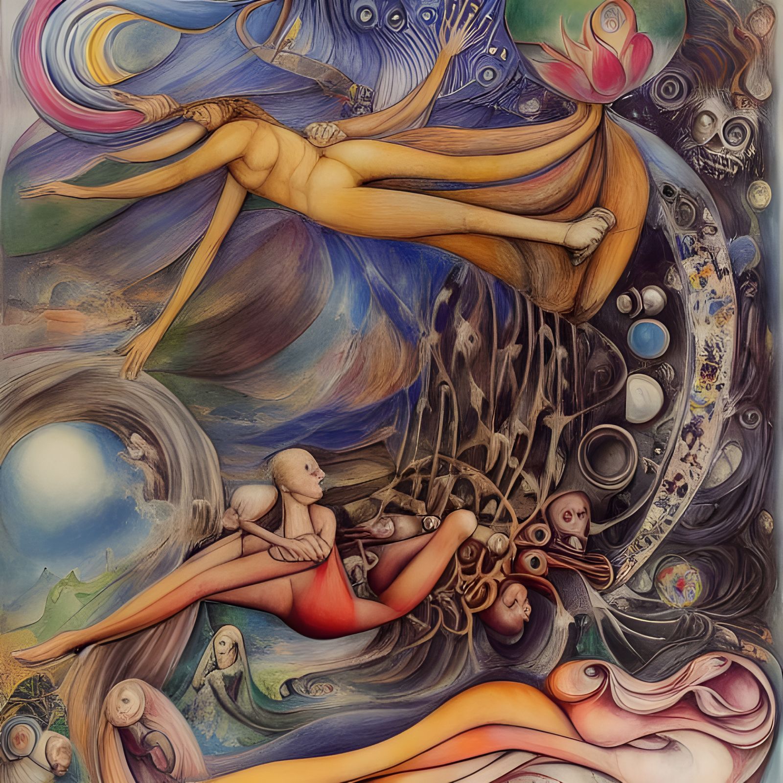 Surreal Underworld Train Journey in Visionary Style