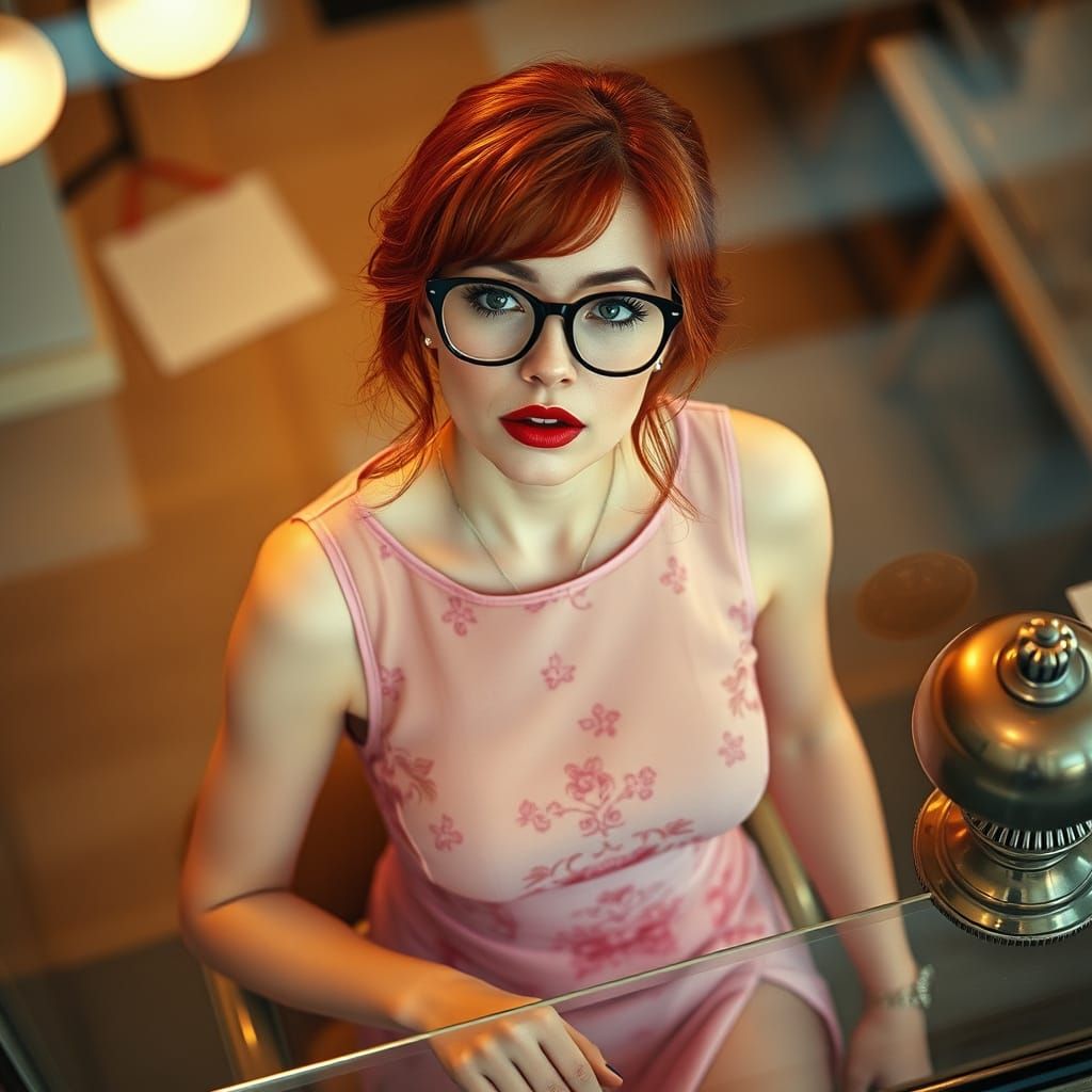 Redhead Pin-Up in Art Nouveau Style Bank