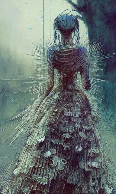 Razor Blade Gown: Mixed Media Masterpiece