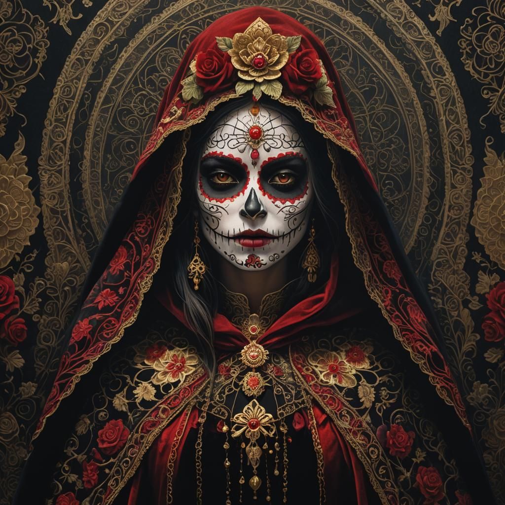 Day of the Dead Princess in Matte Painting Style