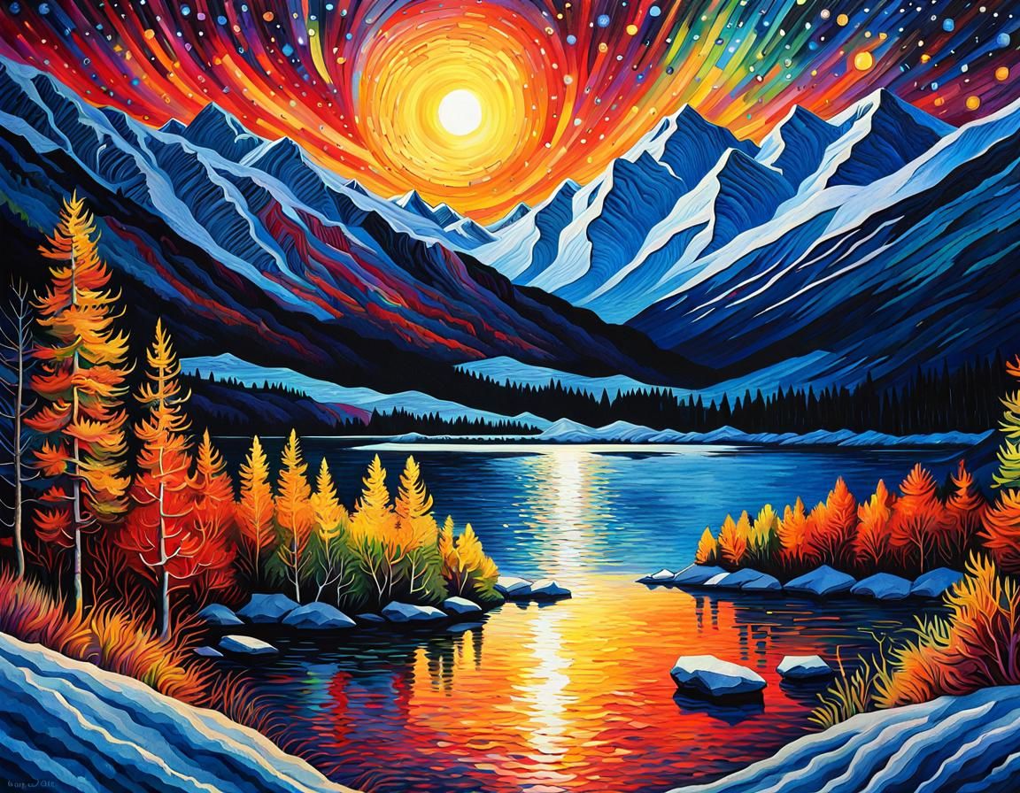 Winter Landscape in Van Gogh Style