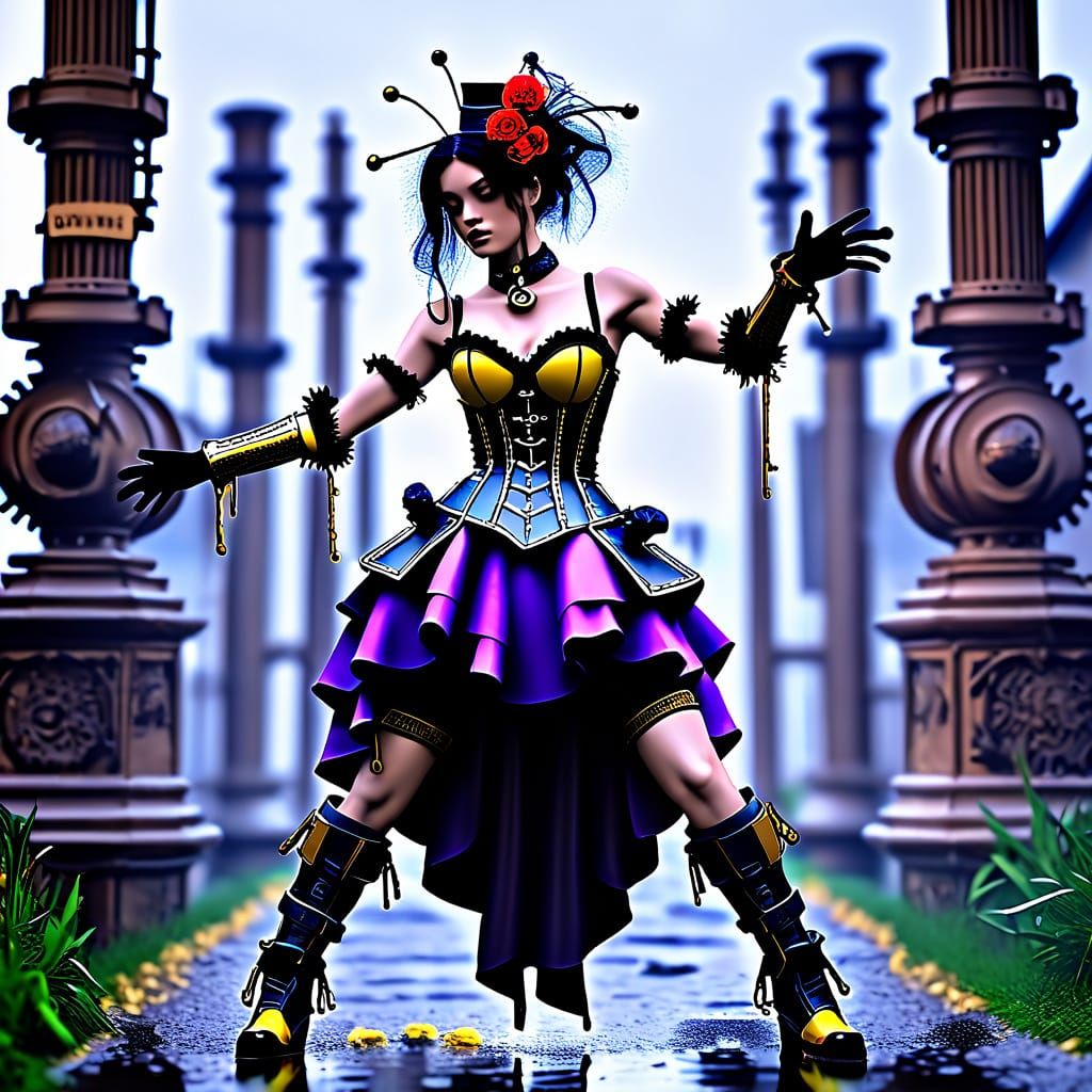 Steampunk Bumblebee Dances in Rainy Post-Apocalyptic World