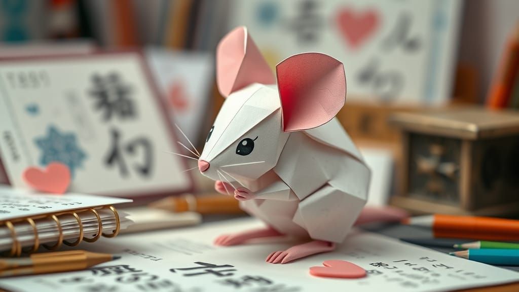 Origami Mouse Papercraft in Dreamy Style