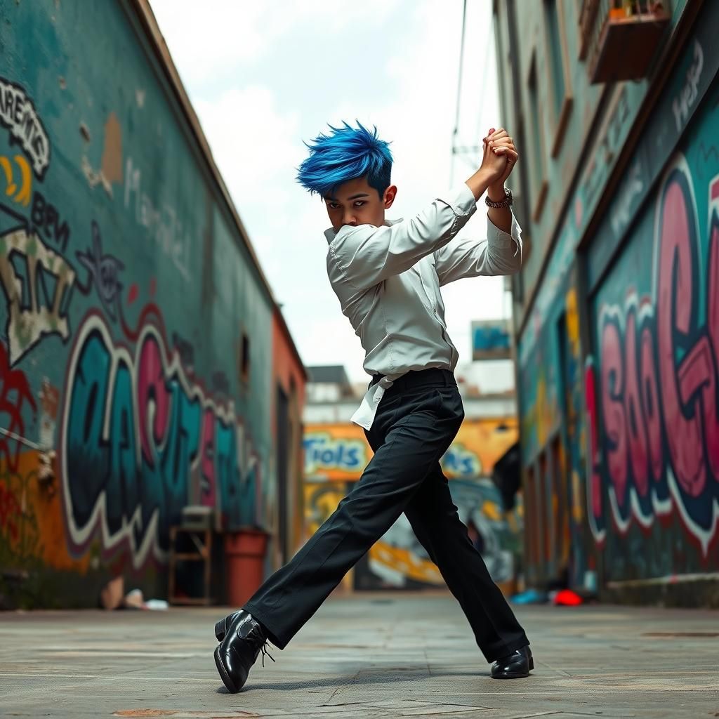 Dynamic Tango Dancer in Urban Street Art Style