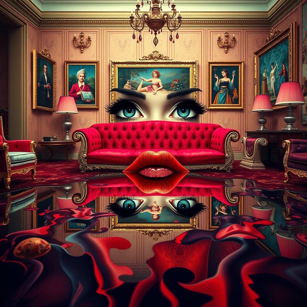 Surreal Face of a Woman Made of Furniture