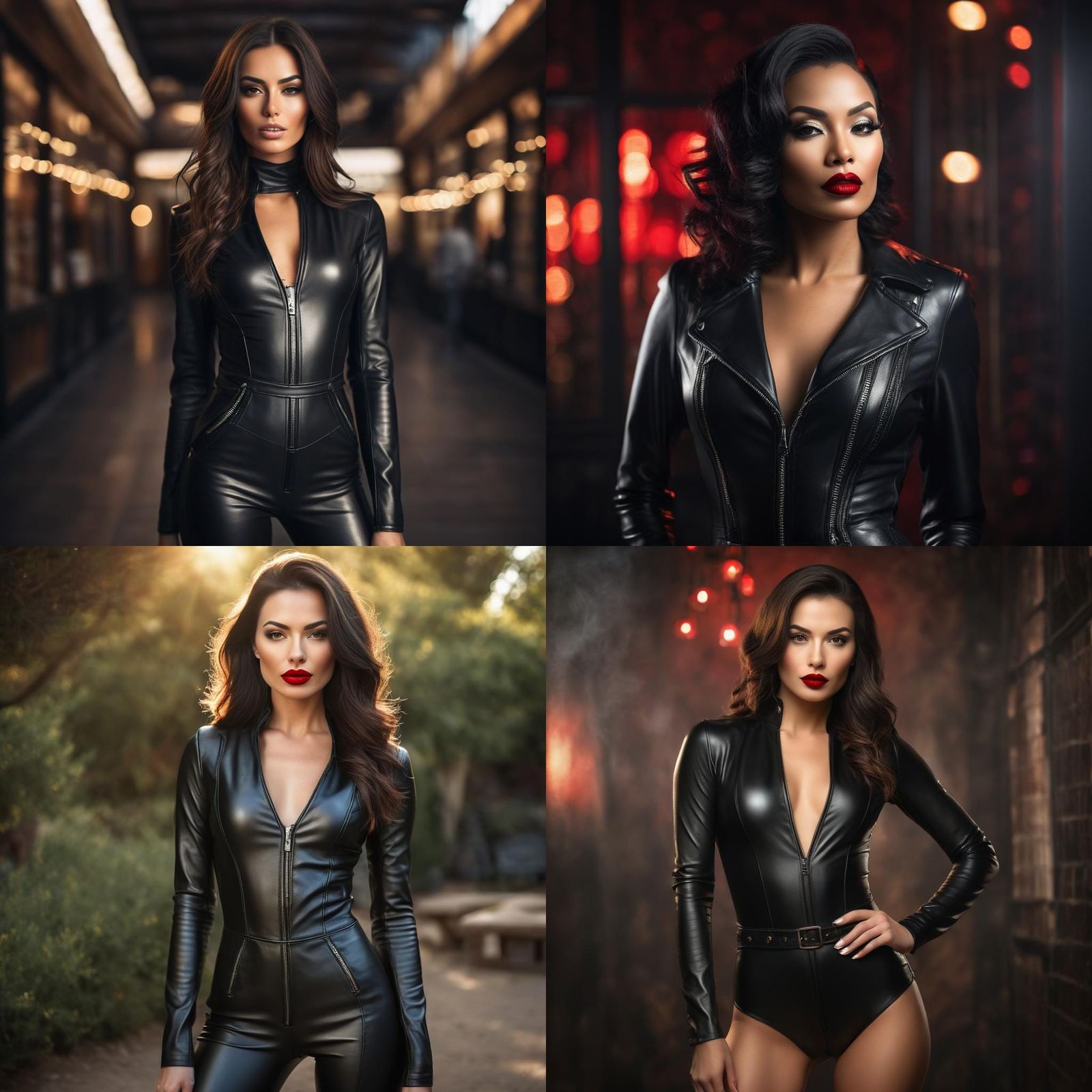 Brunette in Leather Outfit, Professional Photography