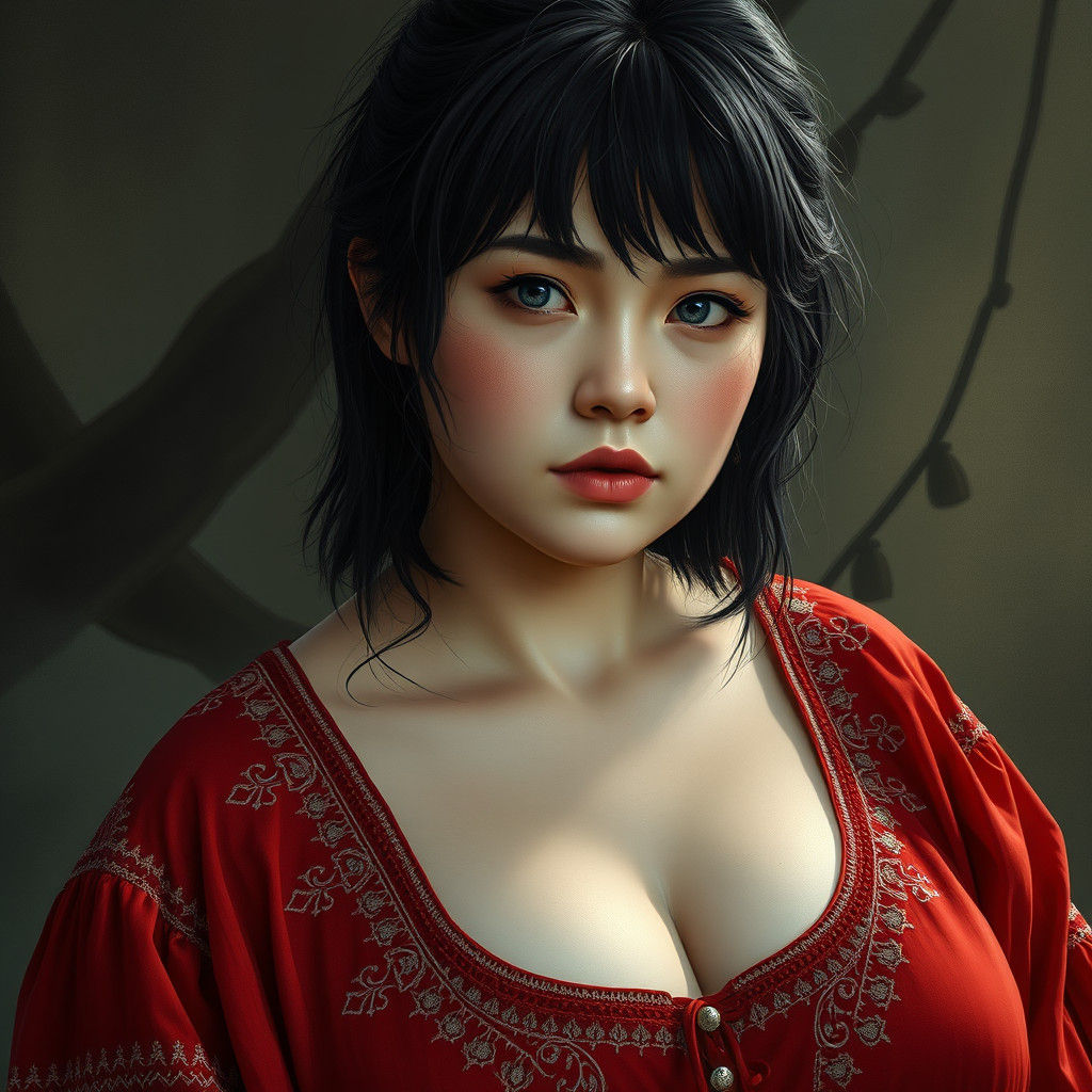 Woman in Red Dress, Fantasy Concept Art