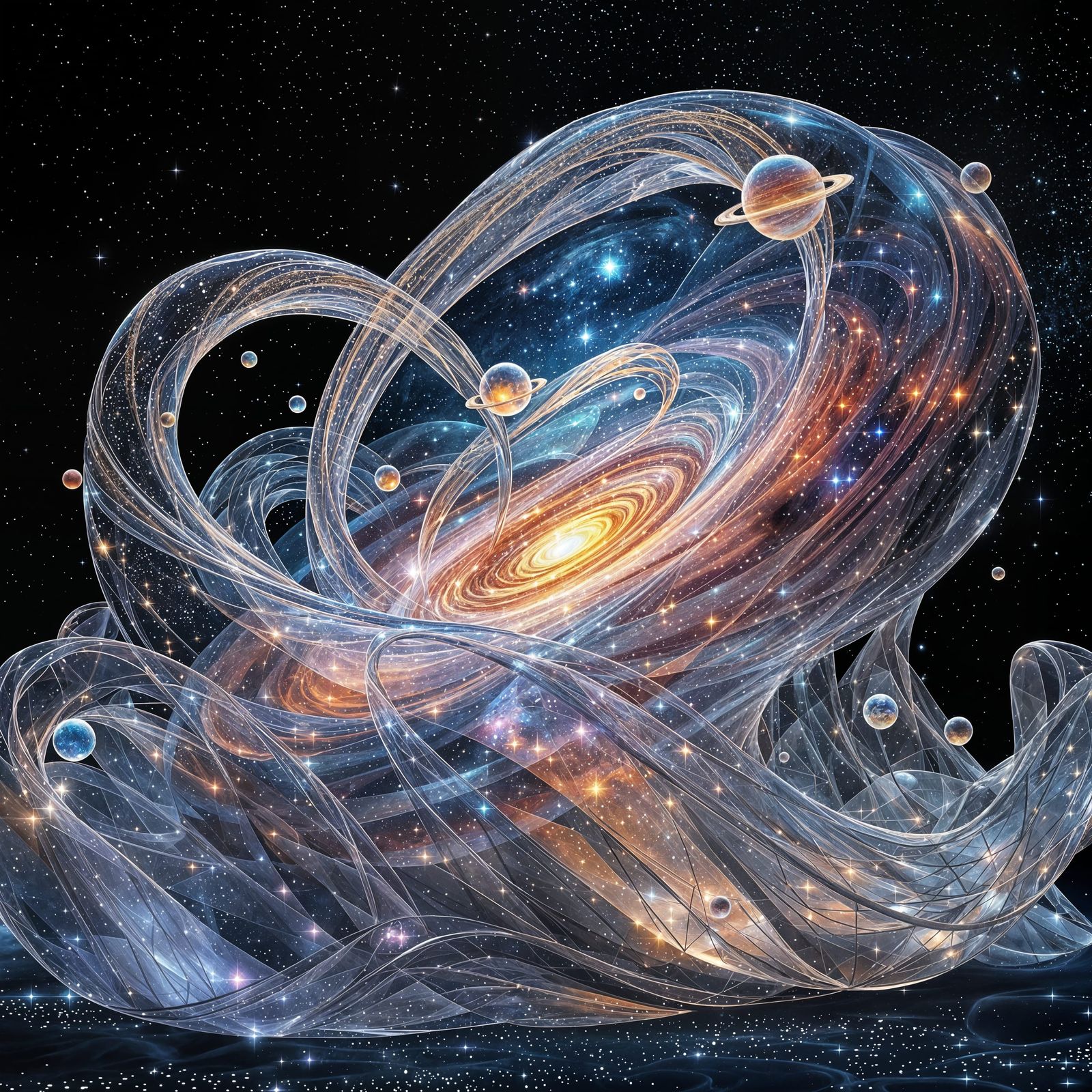 Surreal Glass Galaxy in Cosmic Space