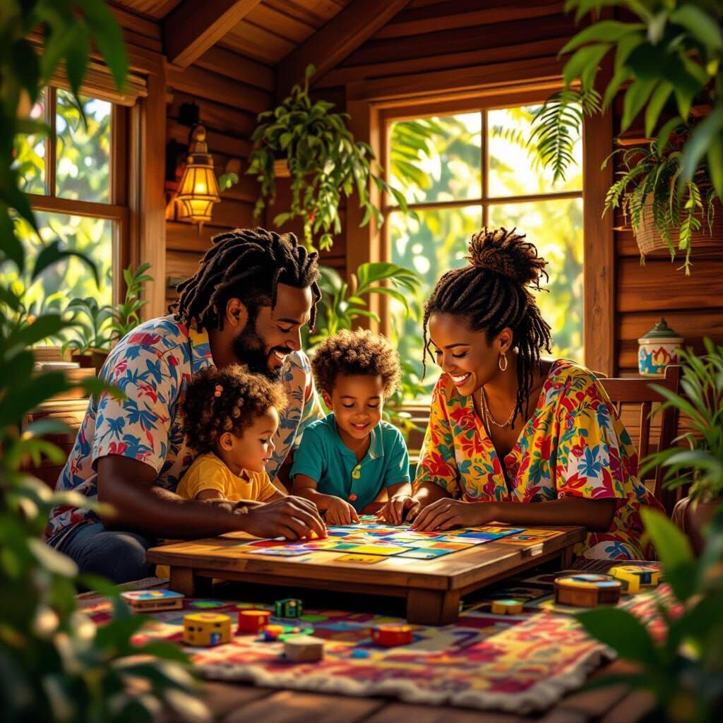 Caribbean Family Game Night: Detailed Matte Painting
