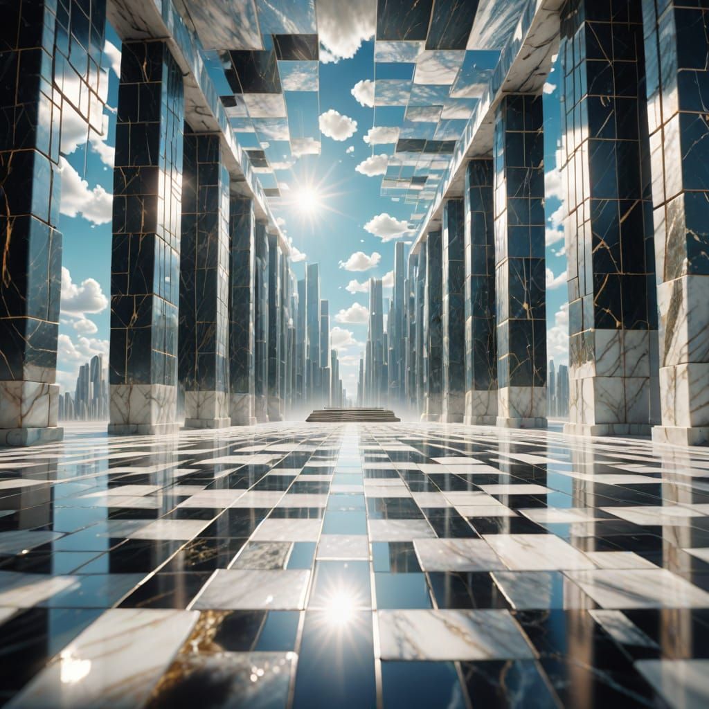 Marble Matrix: Divine Sunshine and Ethereal Light