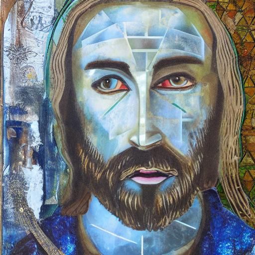 Luminous Gothic Collage of Jesus