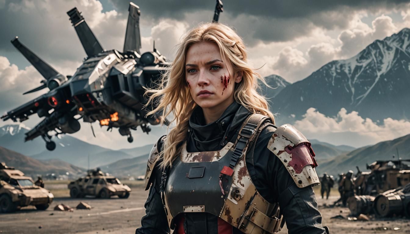 Futuristic Gunship Captain with Battle Wounds