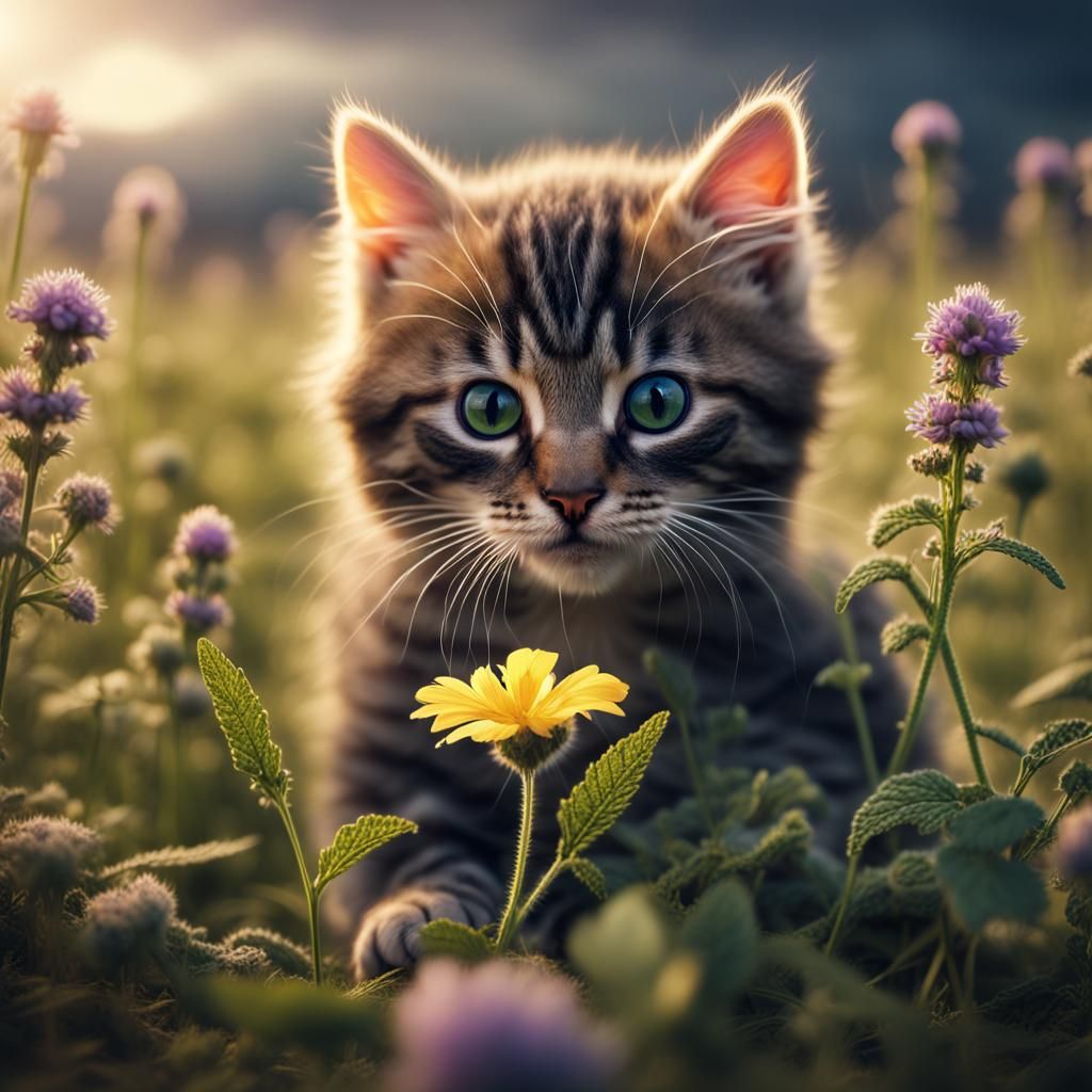 Kitten's Bliss: A Catnip Flower Feast