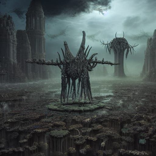 Ominous and Detailed Insect Hive Digital Painting