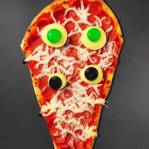 Gooey Pizza Monster Cartoon Illustration