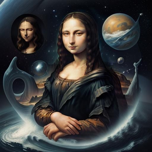 Mona Lisa's Space Journey: Cosmic Concept Art