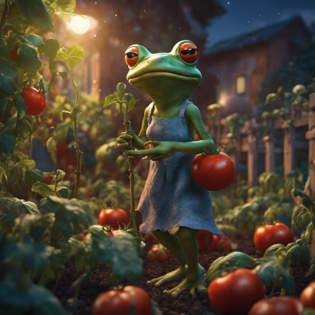 Frog Wife Vacuums Tomato Garden: Fantasy Concept Art