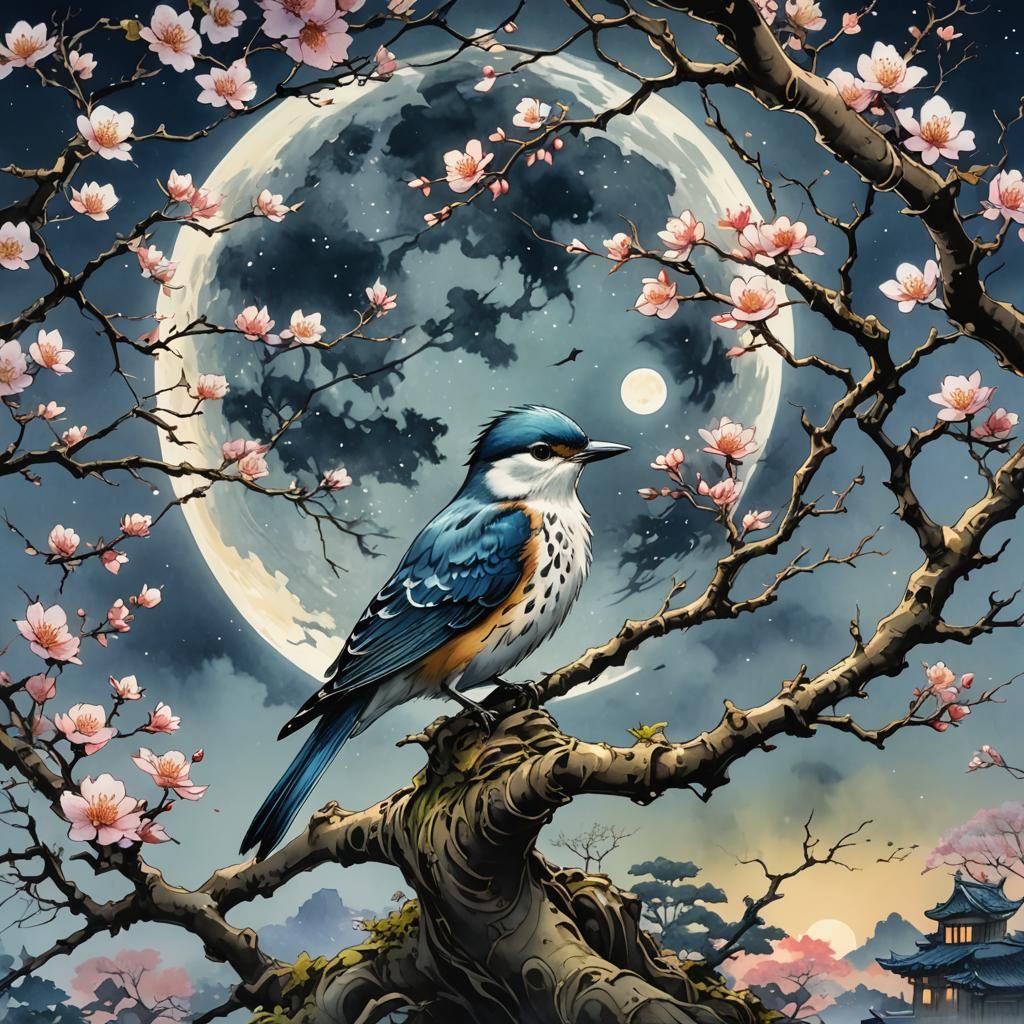 Bird on Bonsai: Watercolor Comic Illustration