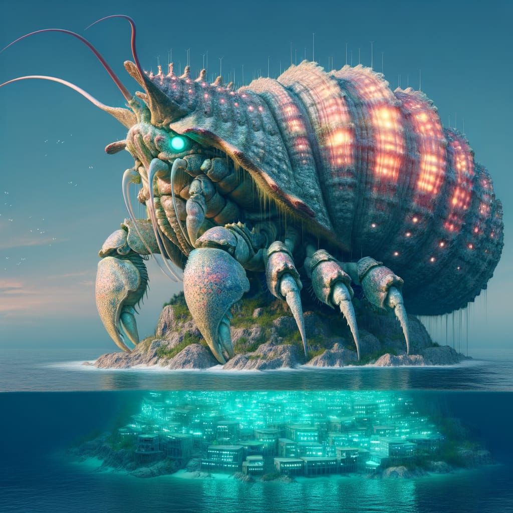 Colossal Greatshell City: Aquatic Neon Metropolis