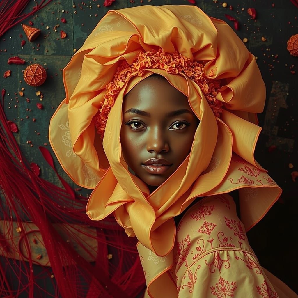 Abstract Swirling Red Shapes