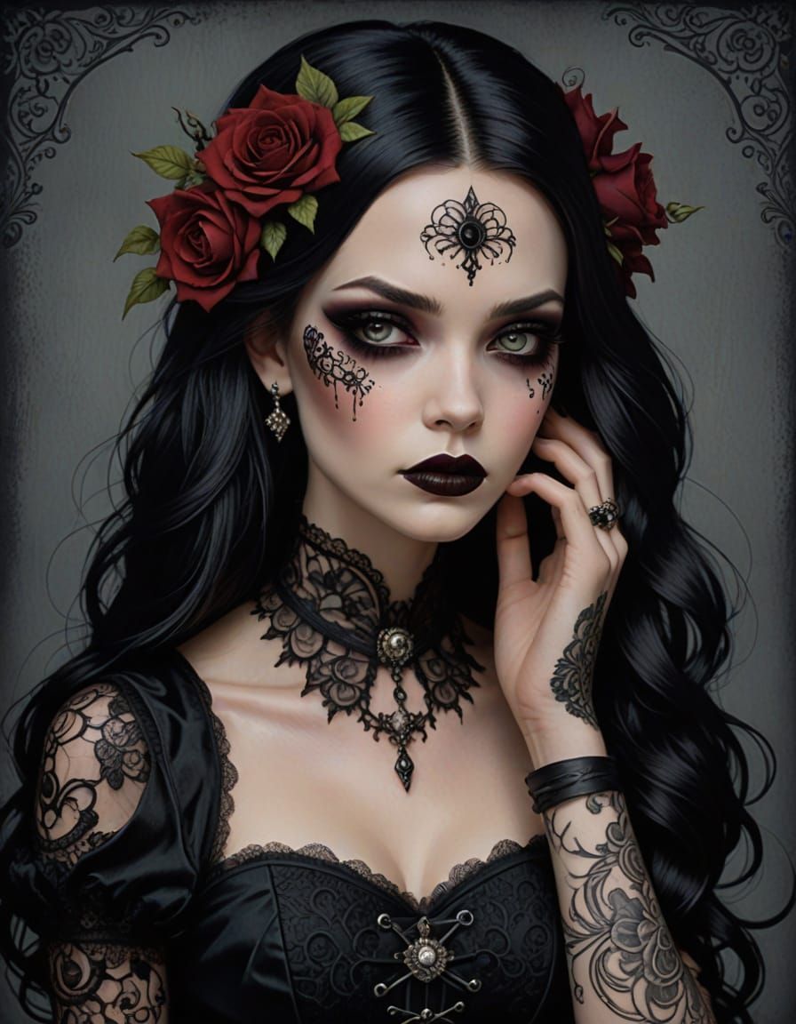 Ethereal Gothic Beauty in Photorealistic Style