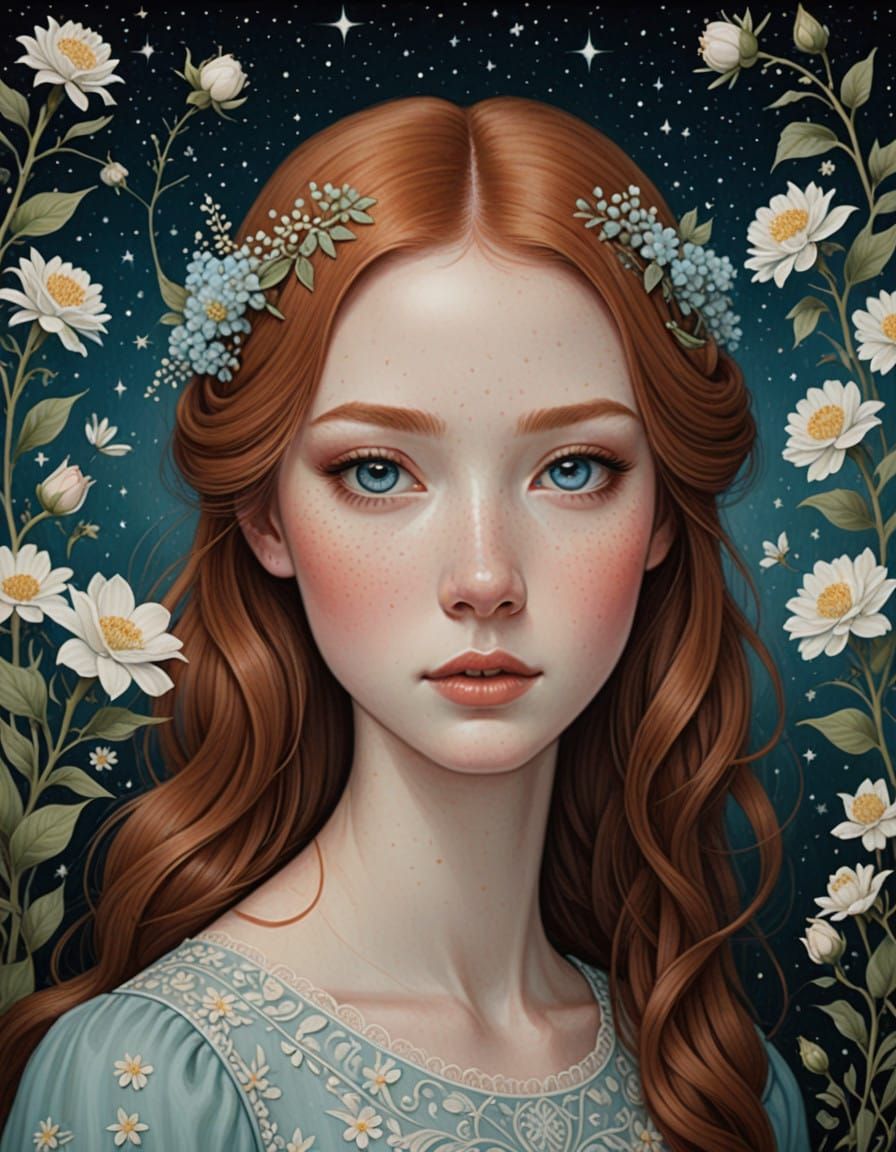 Radiant Ginger-Haired Teenage Girl in Dreamy Portrait