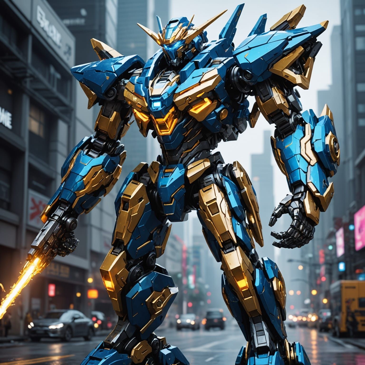 Legendary Mech Composed of Electro Plasma and Crystals