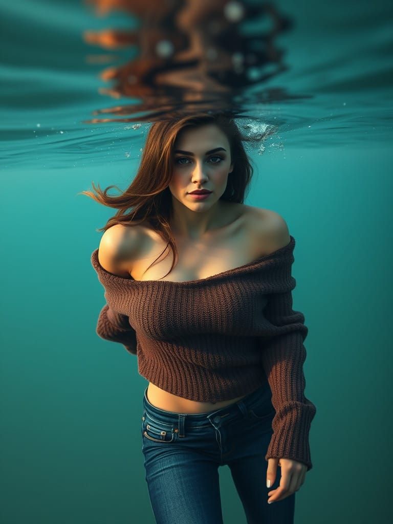 Emerging from the Depths in Dark Jeans and Sweater