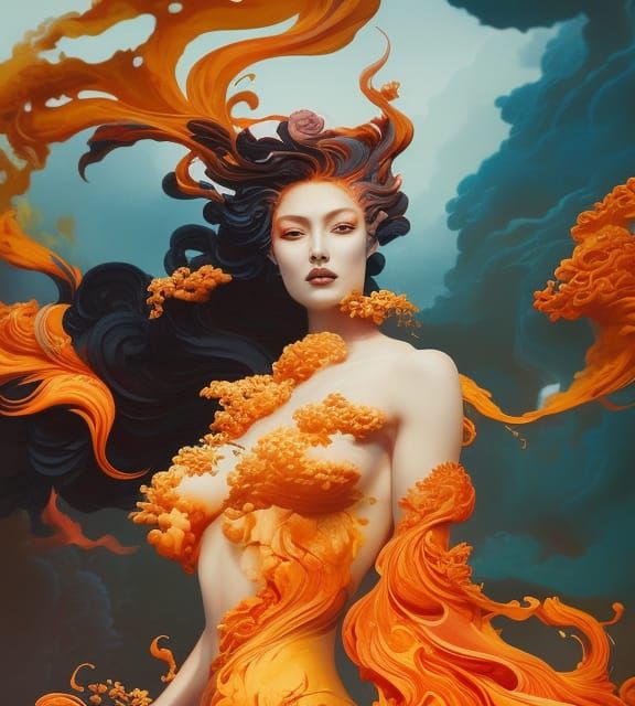 Goddess of Fire in Anime Style