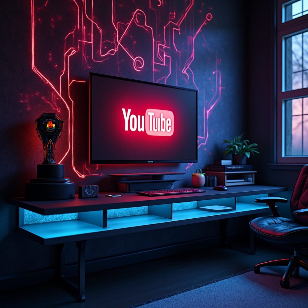 Cyberpunk YouTube Studio with Neon RGB Lighting