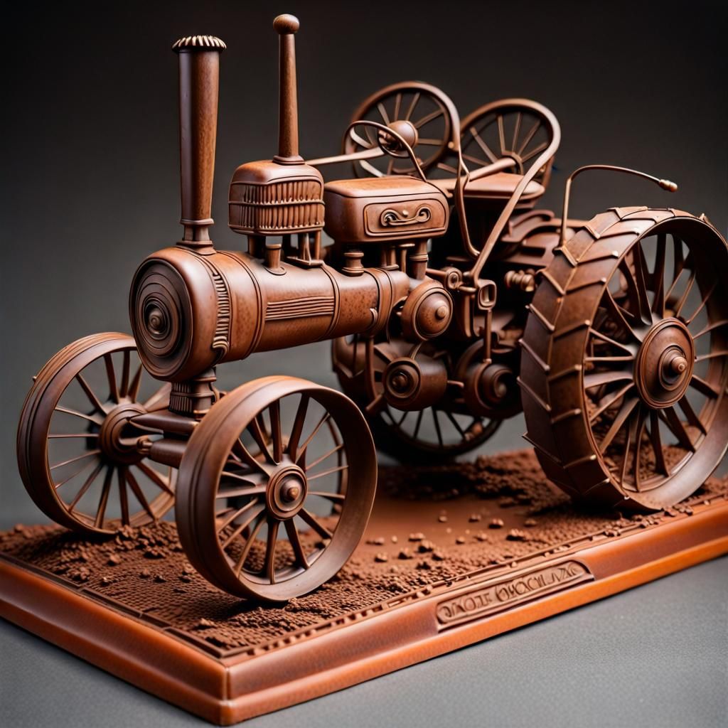 Chocolate Antique Tractor: A Sweet Sculpture