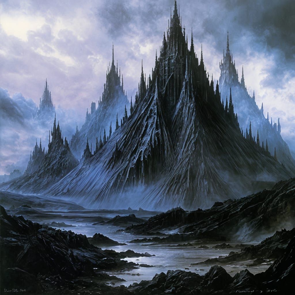 Grimdark Fantasy: Demonic Citadel in Volcanic Wasteland
