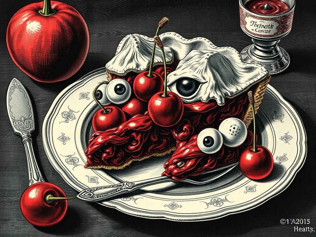 Lovecraftian Cthulhu Cherry Pie Ads in 1900s Style