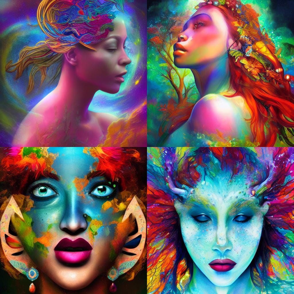 Hyperrealistic Mother Earth Portrait in Splash Art Style