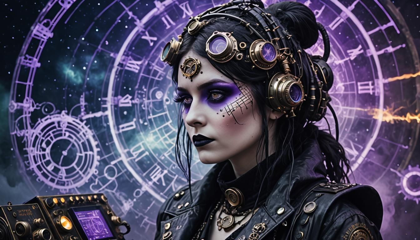 Cyberpunk Goth Model in Steampunk Carnival