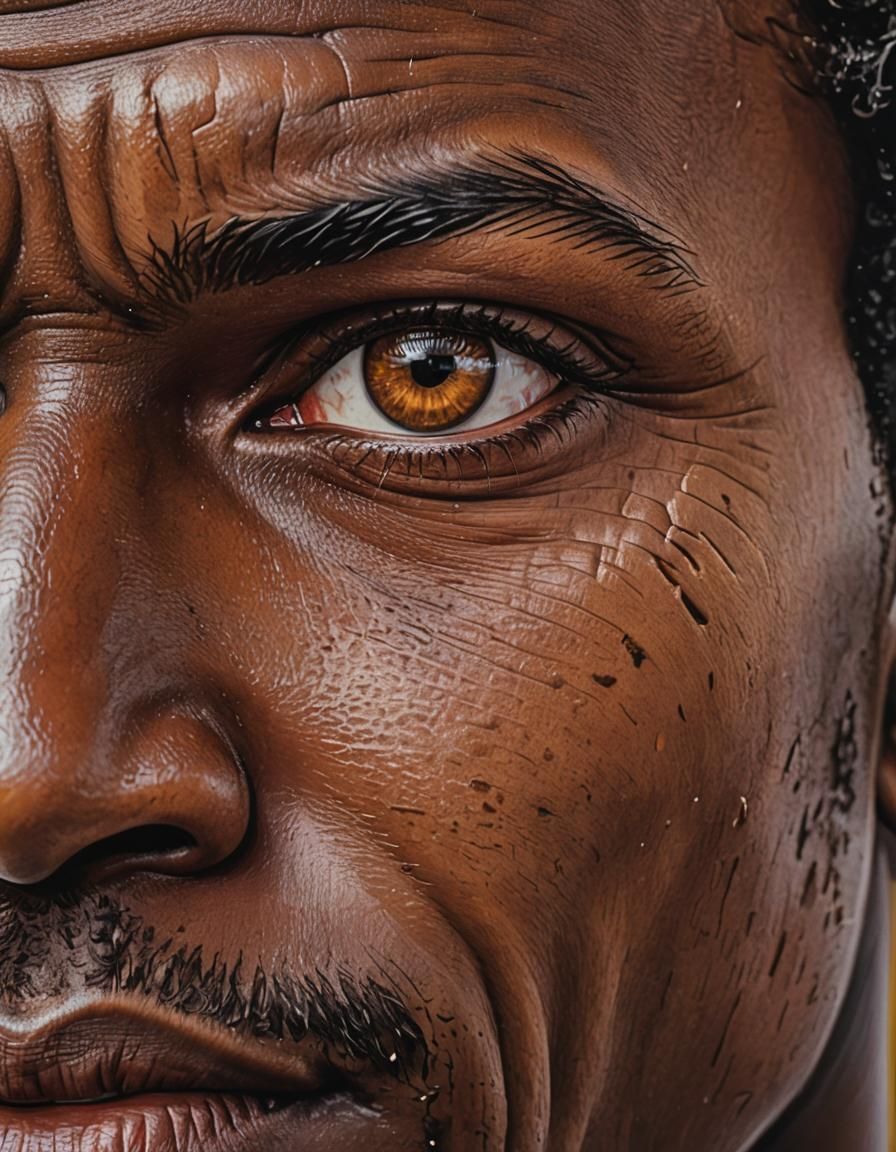 Pop Art Close-Up: Mahogany Man with Brown Eyes