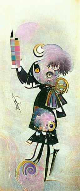 Chibi Magical Girl in Burtonesque Klimt Style