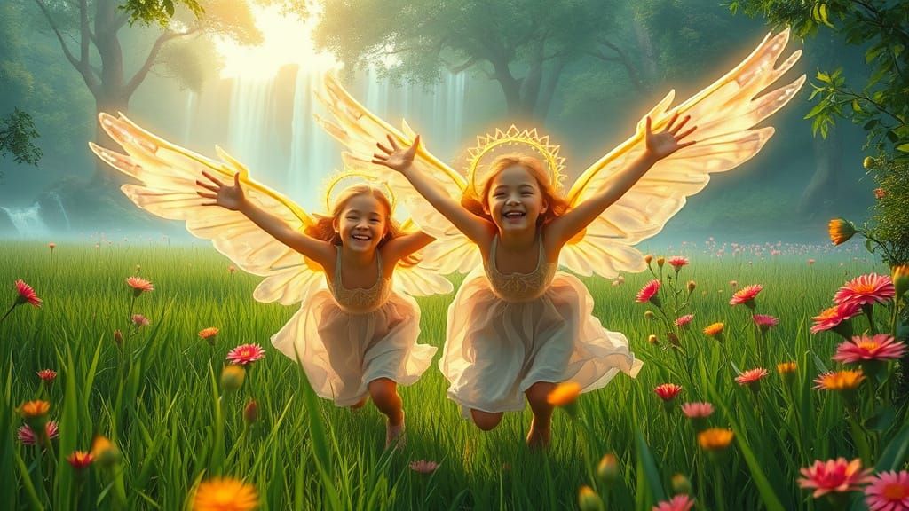 Radiant Children Soar in Lush Tropical Paradise