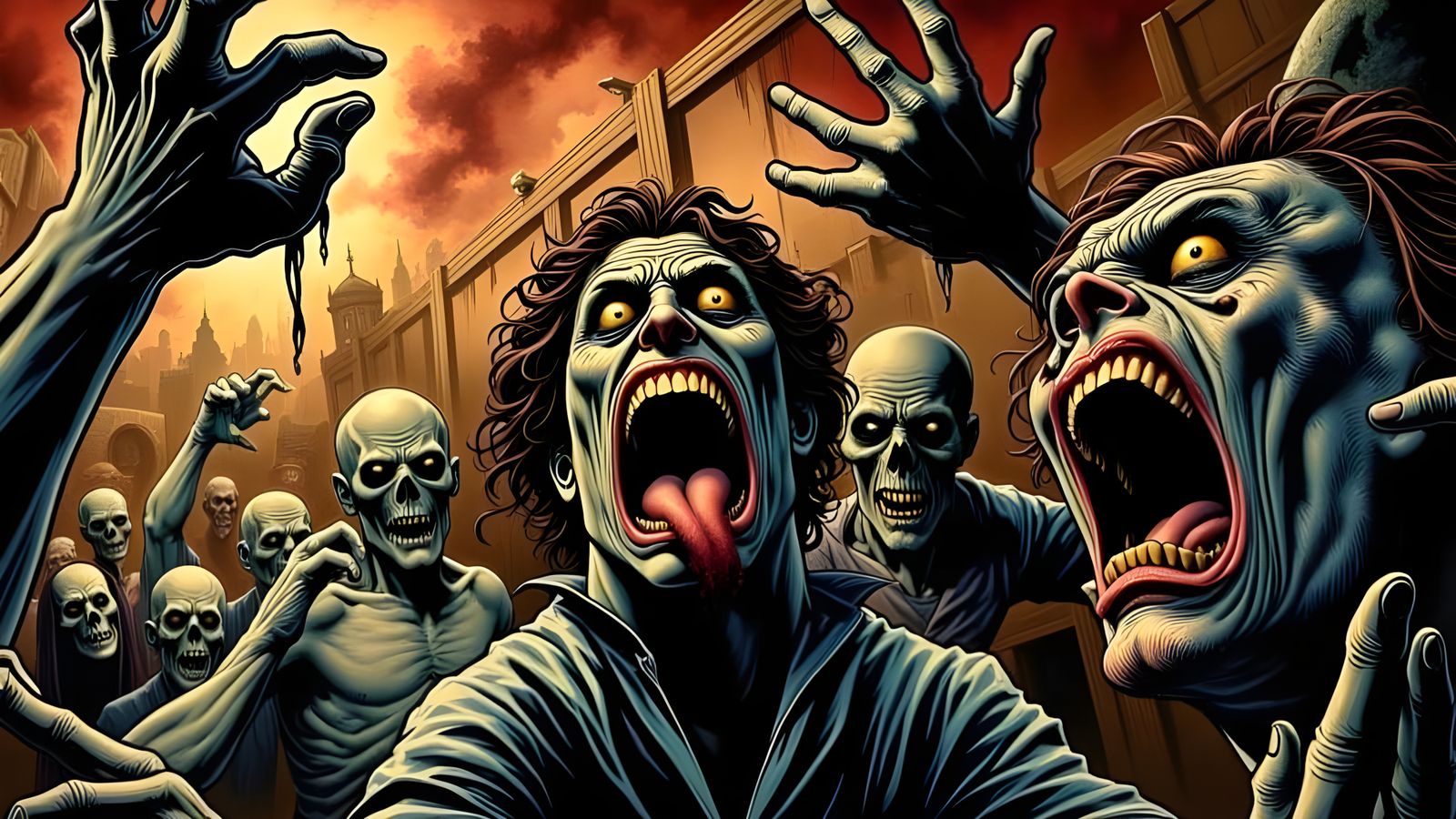 Horror Comic Book Zombie Apocalypse in EC Comics Style