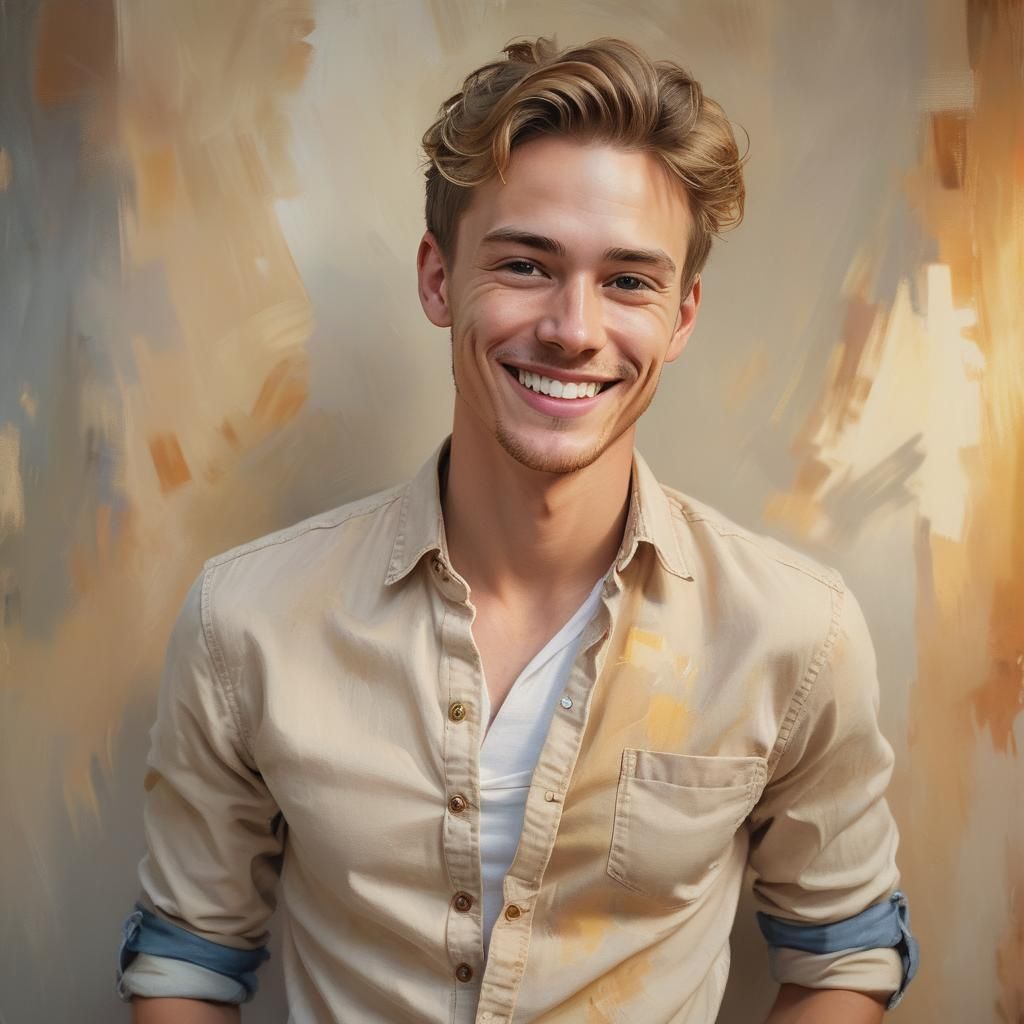 Handsome Man Portrait in Impressionist Style