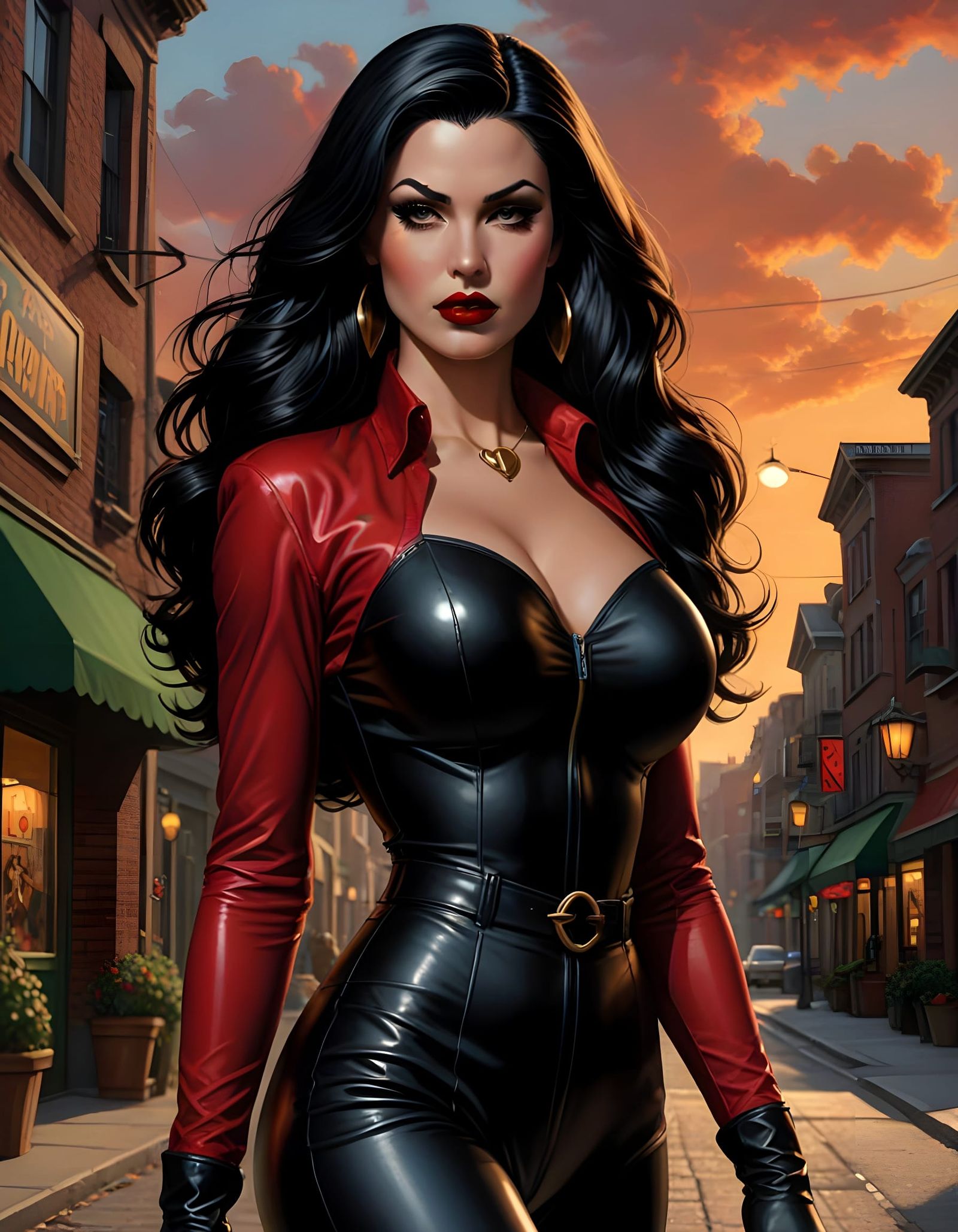 Fantastical Italian Pin-Up in Red Spandex