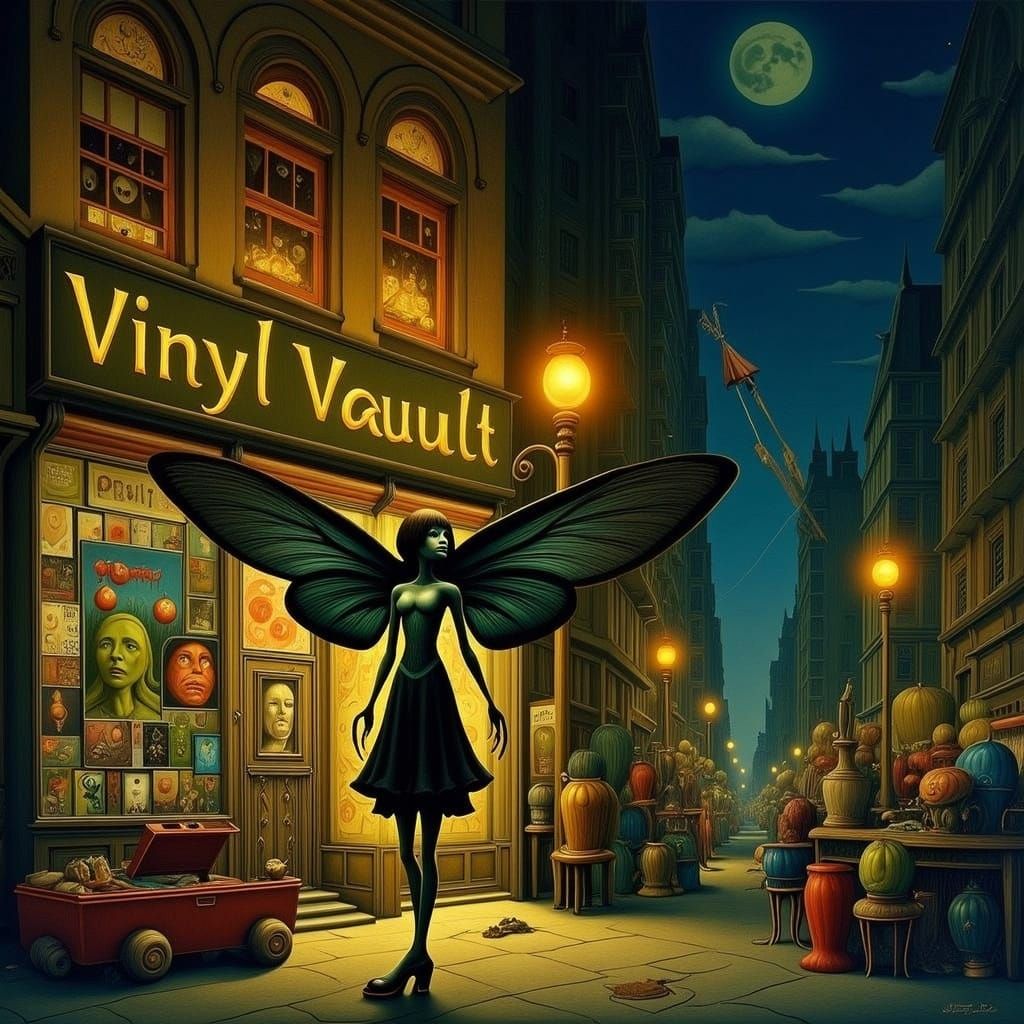 Fairy Amidst City Nightlife in a Dreamlike Setting