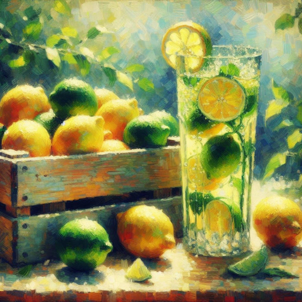 Impressionist Lemonade with Lemons and Limes Painting