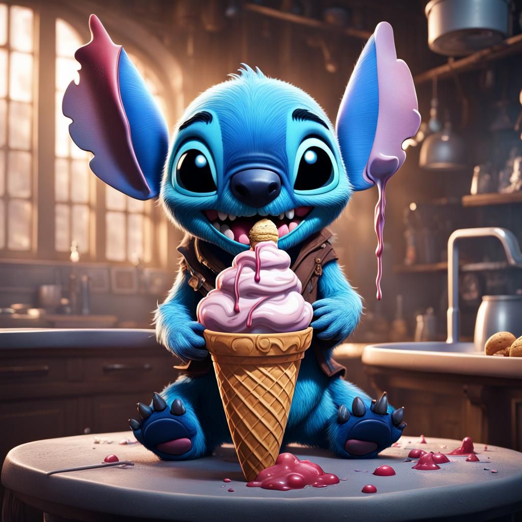 Stitch's Icy Treat: Detailed Fantasy Concept Art