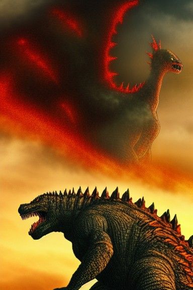 Godzilla in Attack on Titan Style Colored Pencil Drawing