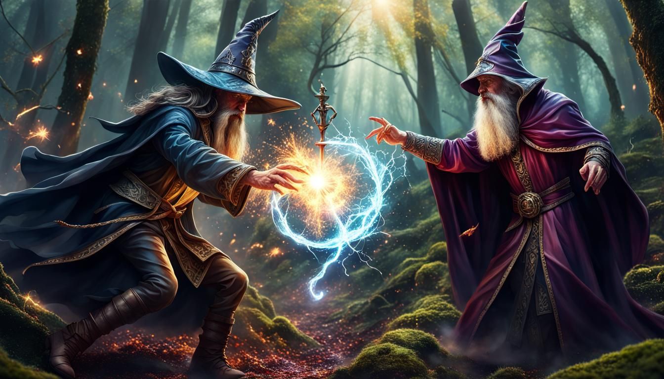 Epic Wizard Battle with Magical Spells