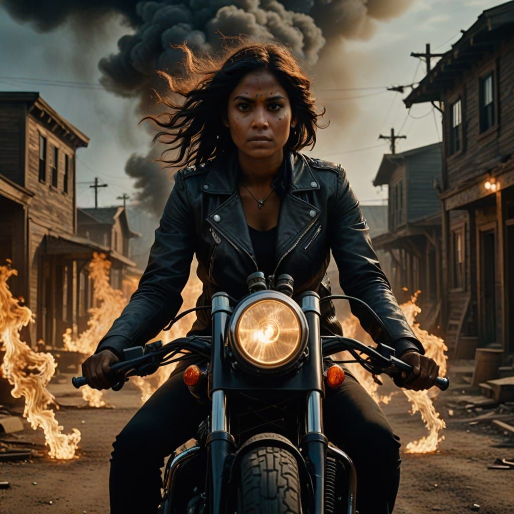 Indian Ghost Rider Rides Velocitus in a Haunted Ghost Town